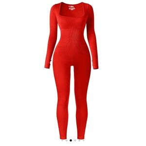 Red Long Sleeve Jumpsuit